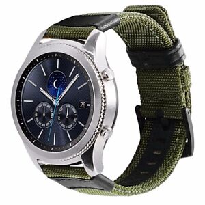 All 20/22mm Quick Release Woven Nylon Canvas Fabric Leather Band Strap Wristband