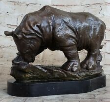 14 " Chinesisch Bronze Vergoldetem Reichtum Bull Nashorn Horn Statue Horned