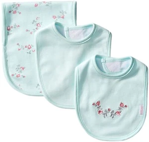 Little Me Baby Girls' 3 Piece Bib and Burp Set Floral Mint Print One Size - Picture 1 of 5