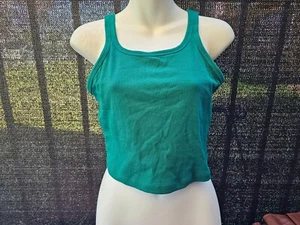 Victoria's Secret PINK Women's Girl's Cropped Rib Green Tank Top- Size Medium - Picture 1 of 6