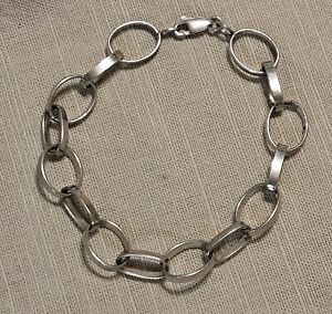 Vintage Han Chain Link Bracelet Italy 925 Sterling Silver 7.5" 