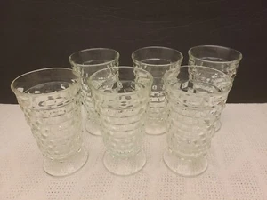 Set of 6 Indiana Whitehall Cubist Footed 6” Clear Glasses - Picture 1 of 4
