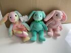 Ty Beanie Babies Rabbits X 3 Hippity, Hoppity And Hippie With Tags Collectibles