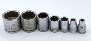 Lote de 7 enchufes SEARS de 3/8" y 1/4" de accionamiento hechos en Taiwán de colección - Imagen 1 de 9