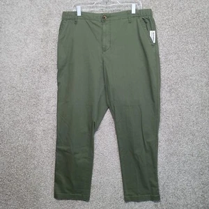 Old Navy Pants Womens XL Army Green Elastic High Waist Canvas Flat Front Chino - Picture 1 of 11