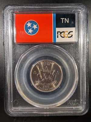 2002-d PCGS MS-68 Tennessee Washington State Quarter Flag Holder Bckwrds Trumpet - Image 1 of 2