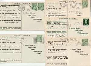 1932/9 5 x HULL THUNDERSTORM CENSUS P/CARDS TO MORRIS BOWER 1 SLOGAN 4 MACHINE - Picture 1 of 2