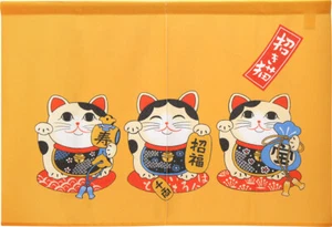 Japanese NOREN Curtain Tapestry Maneki neko Lucky cat Restaurant 85×60cm - Picture 1 of 21