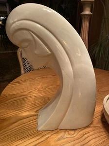Vtg ROYAL HAEGER ART DECO POTTERY HEAD / BUST / WOMAN - Ivory Glaze 19-1/2" tall - Picture 1 of 12