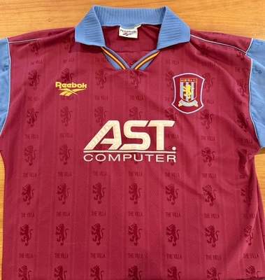 Aston Villa 1996-1997 Soccer Football Jersey Shirt Home Reebok Size L - Image 1 of 4
