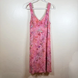 Nomadic Traders Babydoll Midi Dress Sz M Pink Floral Ruffle Smock Coquette Fairy - Picture 1 of 8