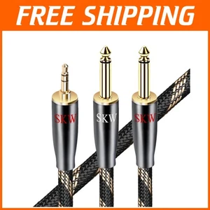Pro-Level 3.5mm to Dual 6.35mm Y Splitter Cable - Magnetic Nylon Construction - Picture 1 of 8