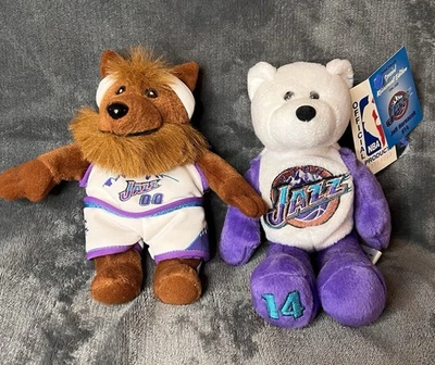 Limited Treasure Utah Jazz Bear Jeff Hornacek #14 Vintage Retro NBA Logo Mascota Foto 1 de 4