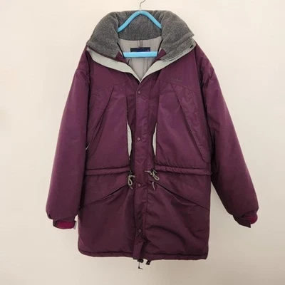 Mont-Bell Super Powder Exceloft L Coat Gray Fleece Purple with Desk Calendar Ja - Image 1 of 4