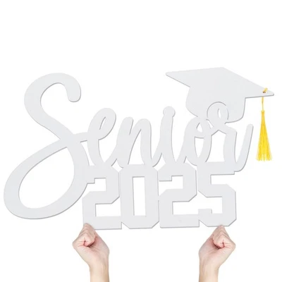 Letrero de madera blanco Senior 2025 17 pulgadas cabina de fotos de graduación utilería imagen Foto 1 de 4