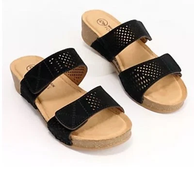 Nuevas Sandalias Deslizables Perforadas Cuero Gamuza Montaña Ferula Blancas Negras Talla 7 Foto 1 de 4