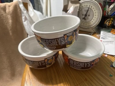 Hersheys Syrup Ceramic Cereal Soup Ice Cream Bowls Houston Harvest Set of 3 - Image 1 of 4