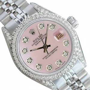 Rolex Datejust Damen Stahl Rosa Perlmutt Diamant Zifferblatt, Lünette, Bandanstöße Uhr - Bild 1 von 21