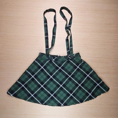 Royal Bones Hot Topic Green Plaid Suspender Skirt Women's XS Punk Goth - Image 1 of 4