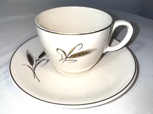 Royal Joci Salem Wheat Cup&Saucer Plate 23K. Gold Vintage Mid Century Tea Coffee - Picture 1 of 16