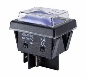 Interruptor basculante azul 30A 250V~ con cubierta impermeable, 4pin iluminado - Imagen 1 de 8