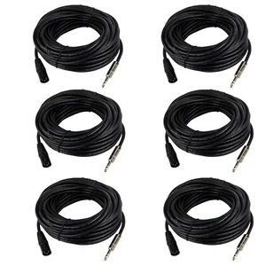 6 piezas cables estéreo mono blindados de 6,35 mm 1/4" cable a cables macho XLR de 3 pines de 50 pies - Imagen 1 de 13