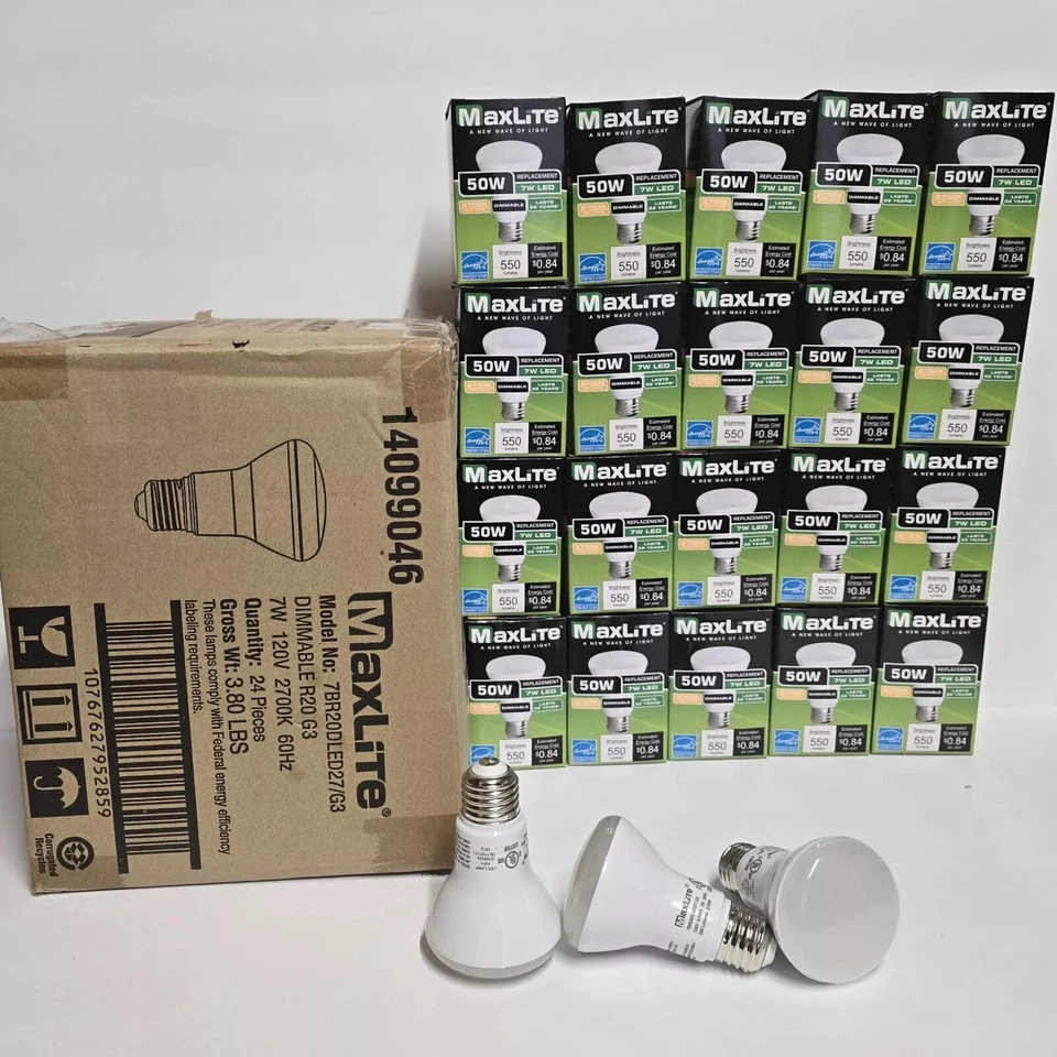 LED R20 BR20 Light Bulb Soft White 2700K  7W 50W Equivalent 550 Lum E26 Dimmable - Image 1 of 1