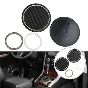 Shiny Rhinestone Cup Holder Coasters + Button Trim for All Car Models