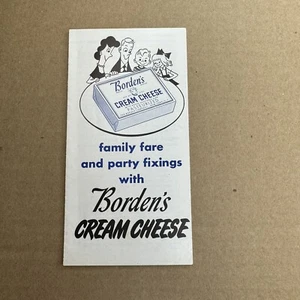 Familientarif und Party Befestigungen mit Bordens Frischkäse Beipackzettel Papier Ephemera - Bild 1 von 7