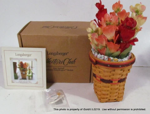 NEW LONGABERGER COLLECTORS CLUB "SNAPDRAGON" MAY SERIES MINIATURE BASKET + Cover