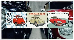 DINAMARCA. 2017. 75 Kr. Coches de veteranos. S/S. VF MNH (BL135) - Imagen 1 de 1