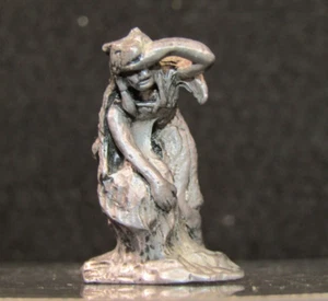 Fine Pewter Native American Hunter Tracker in Wolf Pelt 1" Figurine Collectible - Picture 1 of 12