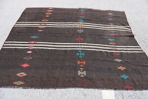 Kilim, Moroccan Rug, Vintage Rug, 7.4x6 ft Large Rug, Turkish Rug, Oushak Rug