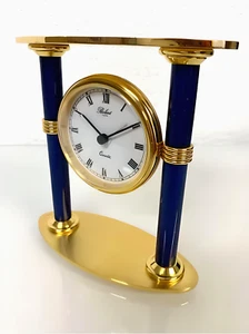 Rara Orologio Da Lusso A Colonnes Blu - Ottone Dorata - Belart - Bild 1 von 3