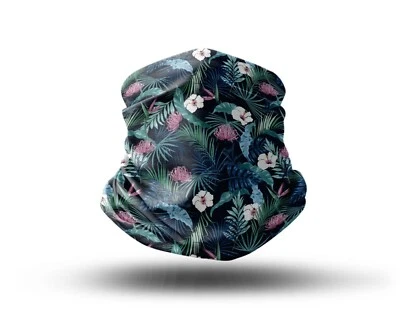 Washable Fabric Face Cover Gaiter Unqiue Print Tropical Flowers Design EU Made - Image 1 of 4