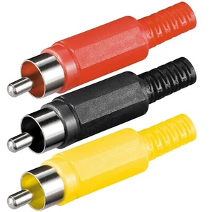 3 x RCA Back Red Yellow Phono Plug AV Audio Video Cable Male Connectors - Picture 1 of 4