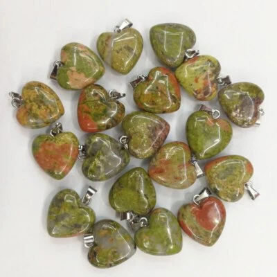 天然石心 50 件 Unakite 吊坠珠 DIY 项链珠宝首饰 16 毫米 — 第 1/3 张图片
