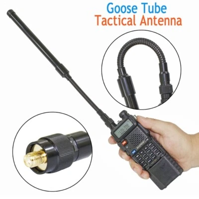 Antena táctica de tubo de ganso SMA-Hembra de doble banda CS para BaoFeng UV-5R UV-9R Plus Foto 1 de 4