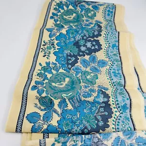 Borde de tela de corredor bloqueado a mano vintage de 4 yardas de 8" de ancho. Cottagecore floral azul - Imagen 1 de 6