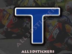 3D Stickers Resin Domed LETTER T - Color Blue - 50 mm(2 inches) Adhesive Decal - Picture 1 of 1