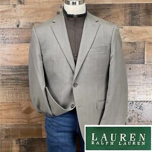 Ralph Lauren Wool Sport Coat Blazer Suit Jacket Two Button Taupe 42R