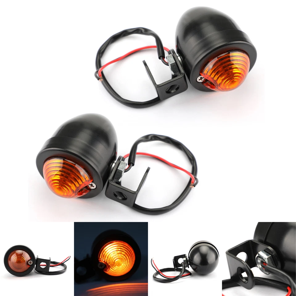 2xUniversal Black Mini Turn Signal Light Vintage Motorcycle Bullet Bulb - Imagem 1 de 4