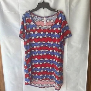 LuLaRoe Stars & Stripes Patriotic Americana Tunic Top Tee Shirt Womens L - Picture 1 of 5