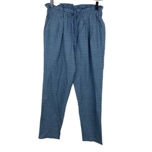 Anthropologie Seen Worn Kept Paper Bag Blue Geometric Print Trouser Pants Medium - Picture 1 of 7