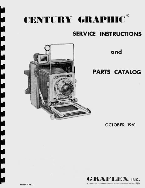 Graflex Century Graphic Service & Repair Manual with Kalart Rangefinder Info - Image 1 of 4