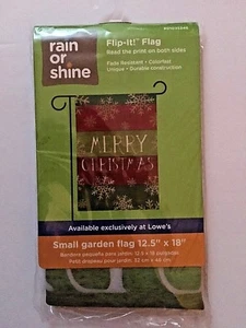 RAIN or SHINE 12.5" X 18" Garden Flag "Merry Christmas" Red/Green - Picture 1 of 2