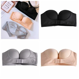 Womens Wireless Bra Healthy Bralette Strapless Invisible Lingerie Push Up Bra DE - Picture 1 of 37