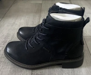 Josef Seibel Selena Black Leather Laced Boots Size EU 36 IS 5.5-6 Water Proof - Picture 1 of 9