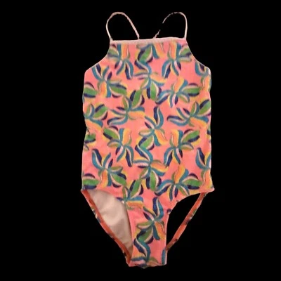 Traje de baño L.L.Bean niñas ojo de cerradura 6X-7 estampado floral tropical UPF 50+ nailon/lycra Foto 1 de 4