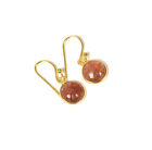 925 Solid Sterling Silver 24Ct Gold Overlay Cherry Quartz Earring E247